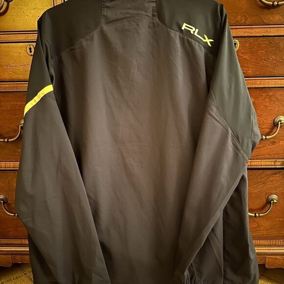 RLX black performance golf jacket with mesh detail and yellow accents NWOT XL - Picture 3 of 16